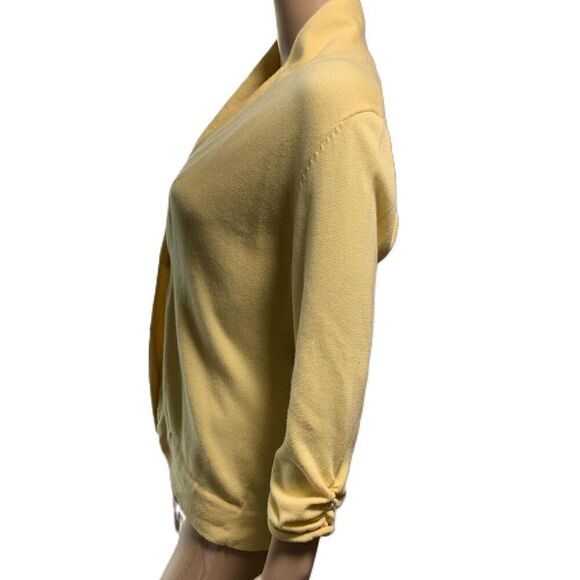 Neiman Marcus Yellow Long Sleeve Shawl Collar Single Button Cardigan Size Small - Picture 10 of 12